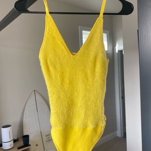 Free people fuzzy yellow bodysuit
